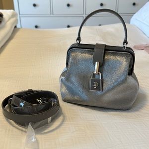 Kate Spade silver mini handbag with strap